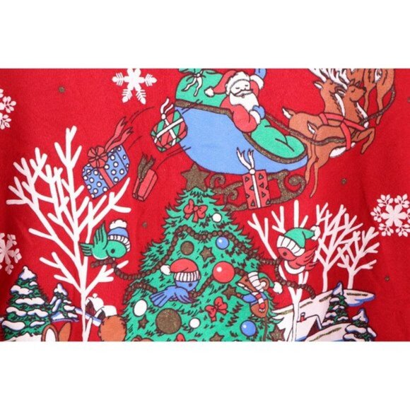 Vintage 90s Womens Large Santa Claus Christmas Nature Faded Sweatshirt Red USA - Picture 4 of 8